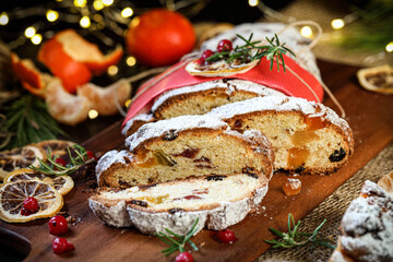 Stolen. Christmas cupcake with raisins, nuts, dried apricots and marzipan.