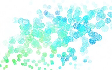 Fototapeta na wymiar Light Blue, Green vector natural background with roses.