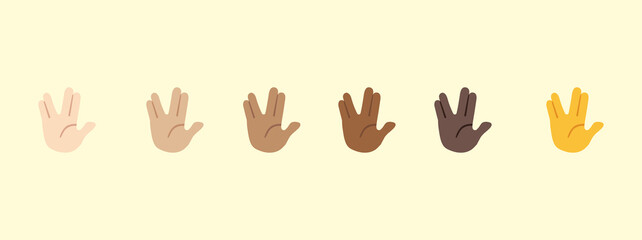 Vulcano salute emoji gesture vector isolated icon illustration. Vulcano salute gesture icon - obrazy, fototapety, plakaty
