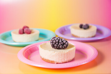 Cheesecake with delicious berries on a plate