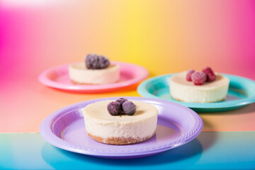 Cheesecake with delicious berries on a plate
