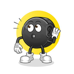 Fototapeta premium Hockey puck eavesdropping vector. cartoon character