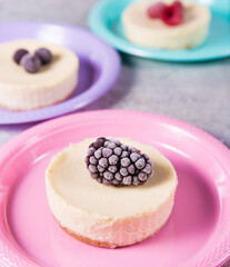 Cheesecake with delicious berries on a plate