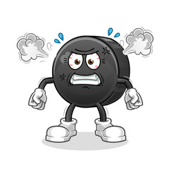 Hockey puck very angry mascot. cartoon vector