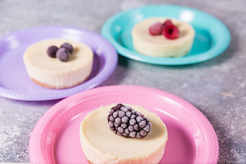 Cheesecake with delicious berries on a plate