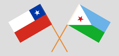 Crossed flags of Chile and Djibouti