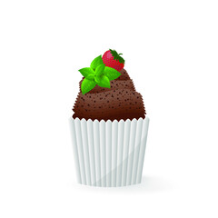 Cupcake, muffin on an isolated white background. Vector illustration.