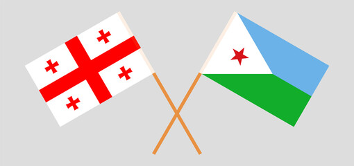 Crossed flags of Georgia and Djibouti