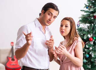 Young couple on romantic christmas date