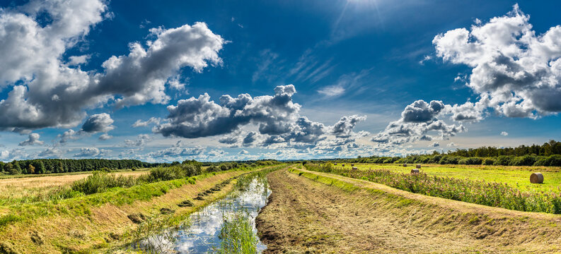 Beautiful landscape panorama, close to Baltic See, Slowinski National Park, Poland