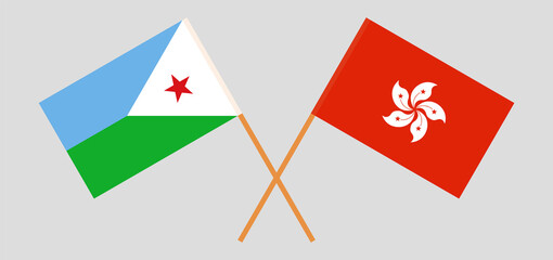 Crossed flags of Djibouti and Hong Kong