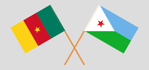 Crossed flags of Cameroon and Djibouti