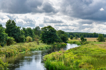 Beautiful landscape panorama, close to Baltic See, Slowinski National Park, Poland