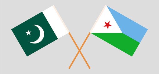 Crossed flags of Pakistan and Djibouti
