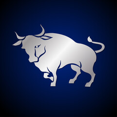 white metal bull- symbol of the Chinese New Year. Vector illustration.