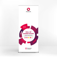Roll-up advertising banner, dynamic design, stand template for conferences, business seminars