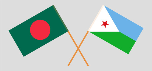 Crossed flags of Bangladesh and Djibouti
