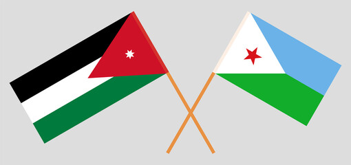 Crossed flags of Jordan and Djibouti