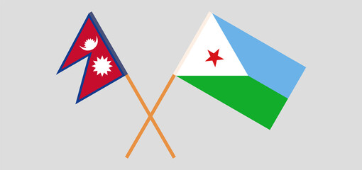Crossed flags of Nepal and Djibouti