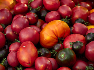Background with ripe red tomatoes..