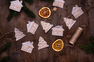 Paper craft Christmas tree garland