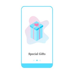 Vector illustration of Big sale, Special Gifts and Best Discount on the onboarding app screen and web concept. Modern interface onboard UX, UI GUI screen template for smart phone or web site banner.