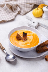 Traditional autumn pumpkin cream soup