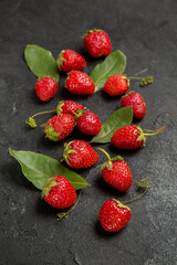 front view fresh red strawberries on a dark background berry ripe fruit color