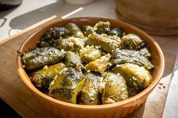 Close up of dolmades