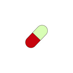 red pill icon on white background, vector illustration