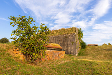 Ostacolo con materiali naturali per corsa equestre nei verdi prati attorno alla citt&agrave; fortezza di Palmanova.