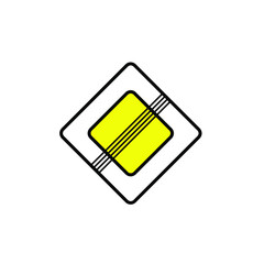 yellow and white road icon on white background, vector illustration