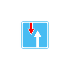 red and blue road icon on white background, vector illustration