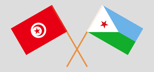 Crossed flags of Tunisia and Djibouti