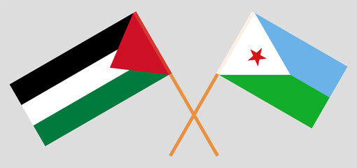 Crossed flags of Palestine and Djibouti