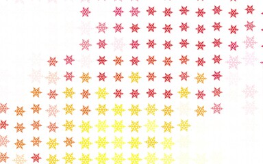 Light Red, Yellow vector pattern with christmas snowflakes, stars.