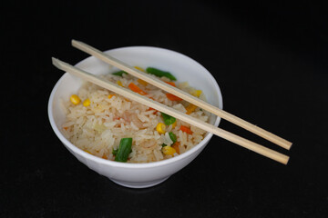 Chinese rice three delights with prawns