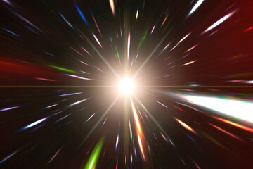 Light stripes. Sunburst in galaxy. Hyper jump. The elements of this image furnished by NASA.