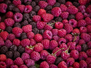 Fresh sweet berries raspberries background