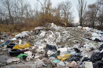 Winter landscape.Ecology of Ukraine. Nature near Ukrainian capital. Environmental contamination. Illegal junk dump. Kiev,Ukraine
