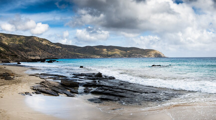 Scenic view of mountain and sea