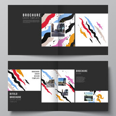 Vector layout of two covers templates for square design bifold brochure, flyer, magazine, cover design,book design, brochure cover, creative agency, corporate, business, portfolio, pitch deck, startup