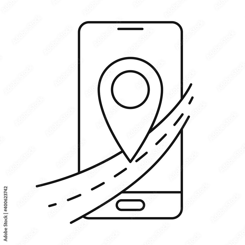Canvas Prints smartphone with road icon. mobile navigation app. vector illustration.