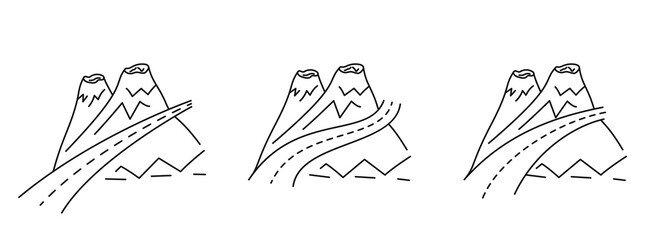 Mountain with road icon. Vector illustration. Travel conceptual icon.