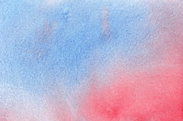 Abstract hand drawn watercolor background. Blue and red watercolored background.