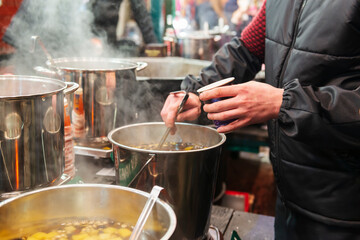 Hot punch drinks selling on a street