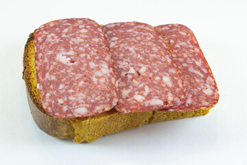sandwich with sausage and black bread