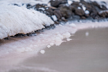 Sea salt growing in salt flats