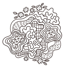 Fototapeta premium Decorative hand drawn illustration in ornamental doodle style. Great for anti stress coloring pages. Zentangl style, art print.