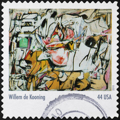 Asheville by William de Kooning on american stamp